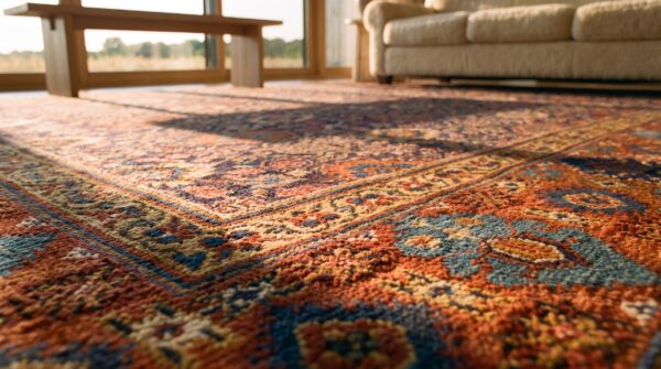 Antique persian khorassan large room size wool dark rug 11 Antique persian khorassan large room size wool dark rug (sku 23668) - in-room detail