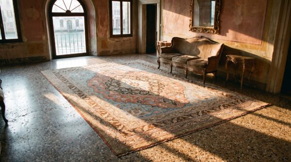 Antique persian khorassan moud carpet 10'2"×15'10" peach & brown, finely woven, circa 1890 8 Antique persian khorassan moud carpet 10'2"×15'10" peach & brown, finely woven, circa 1890 (sku 18556) - room view