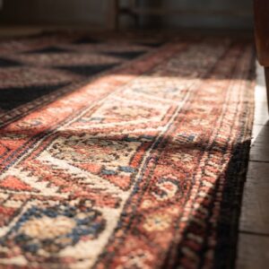 Antique Persian Kurdish Rug, Hand-Knotted Wool (SKU 18498) - in-room detail