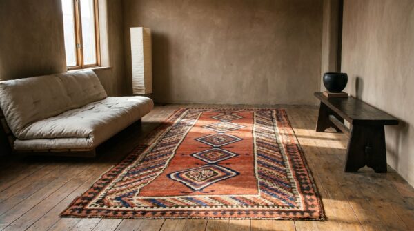 Antique persian kurdish rug, hand-knotted wool 7 Antique persian kurdish rug, hand-knotted wool (sku 18745) - room view