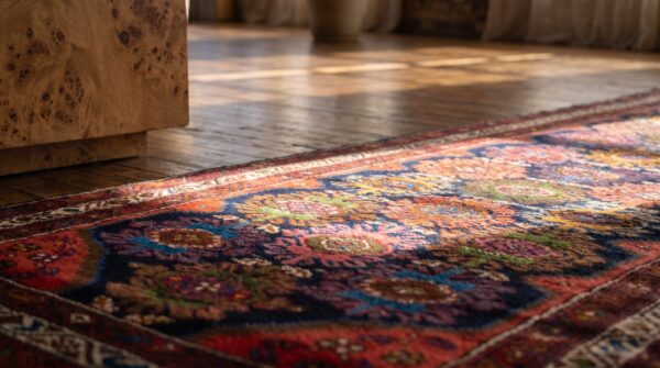 Antique persian malayer rug, hand-knotted wool, west-central persia 8 Antique persian malayer rug, hand-knotted wool, west-central persia (sku 17963) - in-room detail