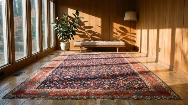 Antique persian n. W. Persian blue 1850s rug 6 Antique persian n. W. Persian blue 1850s rug (sku 22109) - room view