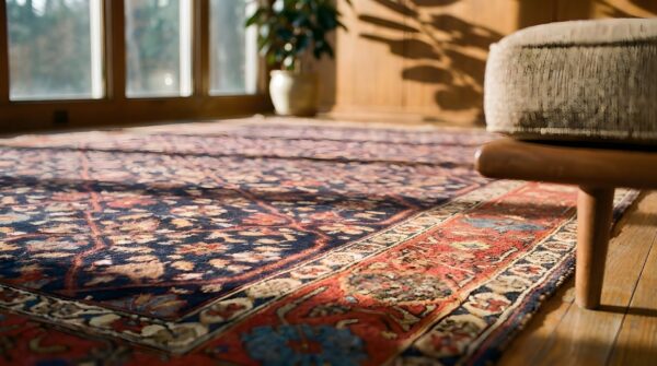 Antique persian n. W. Persian blue 1850s rug 7 Antique persian n. W. Persian blue 1850s rug (sku 22109) - in-room detail