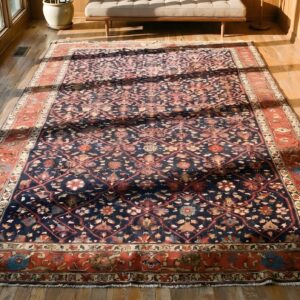 Antique Persian N.W. Persian Blue 1850s Rug (SKU 22109) - styled overhead view