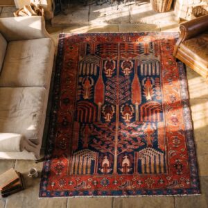 Antique Persian N.W. Persian Blue 1900s Rug (SKU 21866) - styled overhead view