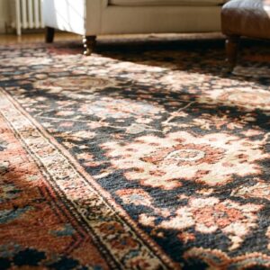 Antique Persian Serab Carpet 12'×20'6" Blue Geometric, Hand-Knotted Wool, 1890s (SKU 18710) - in-room detail