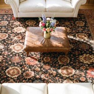 Antique Persian Serab Carpet 12'×20'6" Blue Geometric, Hand-Knotted Wool, 1890s (SKU 18710) - styled overhead view