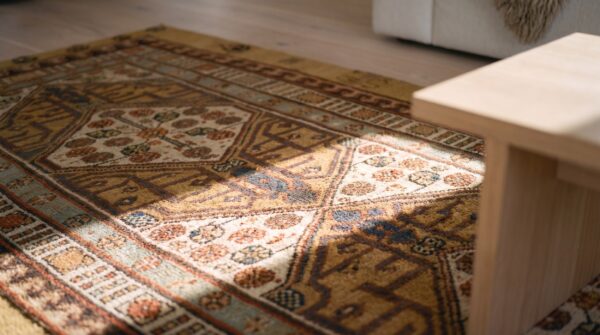 Antique persian serab hallway runner rug - late 19th century tribal brown earth tone (sku 23326) - in-room detail