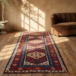Antique Persian Serab Hallway Runner Rug - Rustic Tribal Geometric Pattern (SKU 19787) - room view