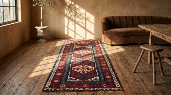 Antique persian serab hallway runner rug - rustic tribal geometric pattern 7 Antique persian serab hallway runner rug - rustic tribal geometric pattern (sku 19787) - room view