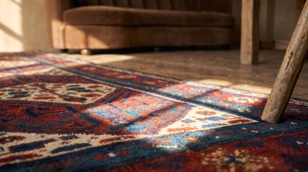 Antique persian serab hallway runner rug - rustic tribal geometric pattern 8 Antique persian serab hallway runner rug - rustic tribal geometric pattern (sku 19787) - in-room detail
