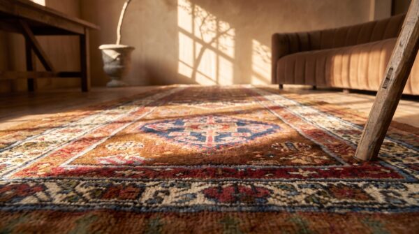 Antique persian serab rug, hand-knotted wool, northwestern persia (sku 18773) - in-room detail