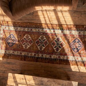 Antique Persian Serab Rug, Hand-Knotted Wool, Northwestern Persia (SKU 18773) - styled overhead view