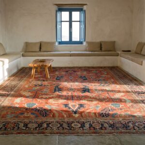 Antique Persian Serapi Carpet 11'6"×16'3" Strong Red & Blue, Hand-Knotted Wool, 1880s (SKU 19842) - room view