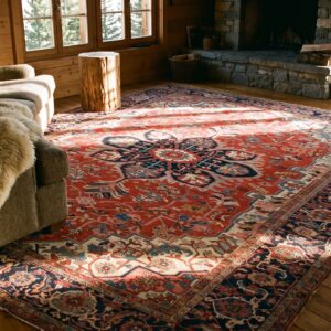 Antique Persian Serapi Carpet 12'6"×18'9" Red & Navy Geometric, Circa 1890 (SKU 18999) - room view