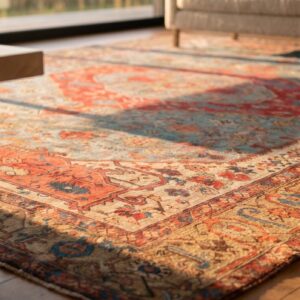 Antique Persian Serapi Carpet 16'8"×24'10" Sky Blue & Camel, Circa 1890 (SKU 20109) - in-room detail