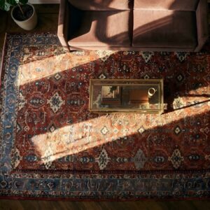 Antique Persian Sultanabad Rug 12'6"×16'10" Red Geometric, Circa 1890 (SKU 22826) - styled overhead view