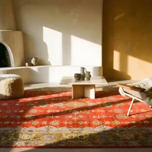 Antique Persian Sultanabad Rug 14'×19' Red & Moss Green, Small Medallion, Circa 1890 (SKU 18284) - room view