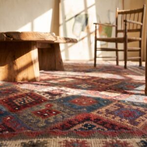 Antique Persian Tribal Rug, Hand-Knotted Wool (SKU 19636) - in-room detail