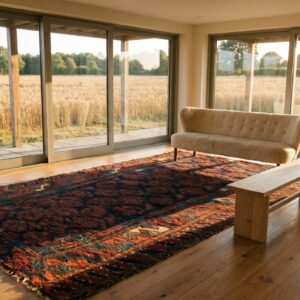 Antique Persian Tribal Paisley Motif Baluch Hand Knotted Square Rug (SKU 25299) - room view