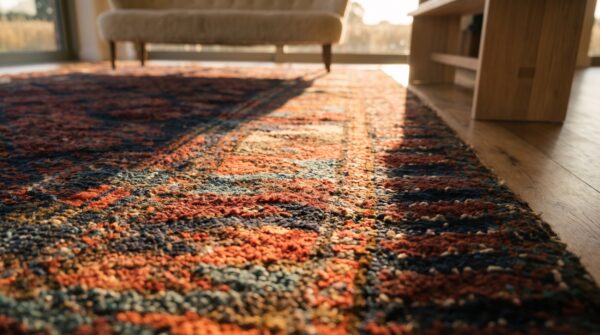 Antique persian tribal paisley motif baluch hand knotted square rug 8 Antique persian tribal paisley motif baluch hand knotted square rug (sku 25299) - in-room detail