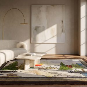 Antique Pictorial American Folk Art Hooked Rug (SKU 20461) - room view