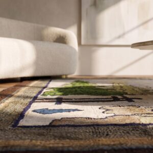 Antique Pictorial American Folk Art Hooked Rug (SKU 20461) - in-room detail