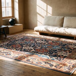 Primitive Tribal Design Antique Blue Room Size Persian Sultanabad Rug (SKU 21242) - room view