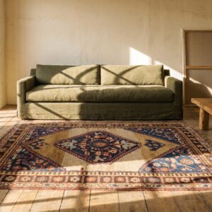 Primitive Tribal Antique Small Scatter Size Persian Bidjar Medallion Rug (SKU 18329) - room view