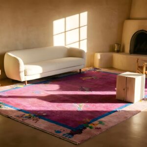 Hand Knotted Pile Purple 1920s Rectangle Wool Antique Rug (SKU 24217) - room view
