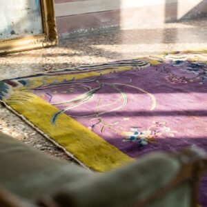 Antique Wool Purple Hand Knotted Pile Rug (SKU 24309) - in-room detail