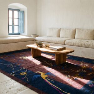 Purple Bold Tree Bird Of Paradise Pattern Small Antique Chinese Deco Rug (SKU 25100) - room view