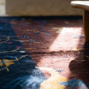 Purple Bold Tree Bird Of Paradise Pattern Small Antique Chinese Deco Rug (SKU 25100) - in-room detail