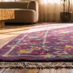 Purple Floral Room Size Antique Chinese Art Deco Rug (SKU 22320) - in-room detail