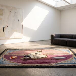 Purple Hooked Antique Wool 1930s American Small Scatter Size Rug (SKU 20249) - room view