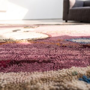 Purple Hooked Antique Wool 1930s American Small Scatter Size Rug (SKU 20249) - in-room detail