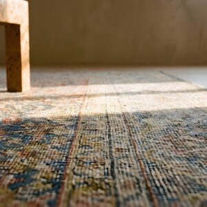 Antique Qazvin Persian Allover Geometric Knotted Rug (SKU 25224) - in-room detail