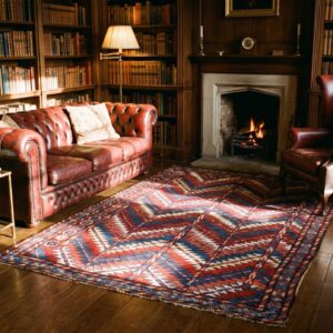 Antique Quchan Kordi Persian Allover Geometric Square Rug (SKU 25111) - room view
