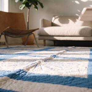 Antique Quilt Allover Floral Needlework Rug (SKU 20630) - in-room detail