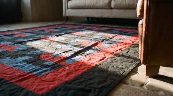 Antique quilt america blue 1920s rug 11 Antique quilt america blue 1920s rug (sku 20672) - in-room detail