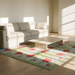 Antique Quilt America Floral Flat Weave Square Rug (SKU 25026) - room view