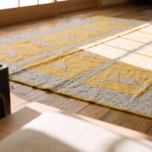Antique Quilt America Yellow 1935 Square Rug (SKU 20706) - in-room detail
