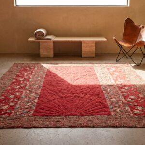 Antique Quilt American Red 1920s Square Rug (SKU 20659) - room view