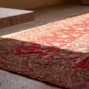 Antique Quilt American Red 1920s Square Rug (SKU 20659) - in-room detail