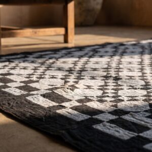 Antique Quilt Hallway Runner Wool Blue Rug (SKU 20653) - in-room detail