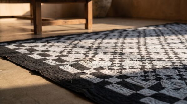 Antique quilt hallway runner wool blue rug 11 Antique quilt hallway runner wool blue rug (sku 20653) - in-room detail