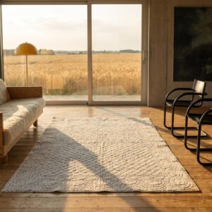 Antique Quilt Wool Ivory Square Rug (SKU 20627) - room view