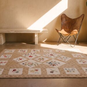 Antique Quilt Small Square Scatter Size Wool & Cotton Multicolor Rug (SKU 20846) - room view