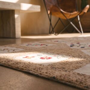 Antique Quilt Small Square Scatter Size Wool & Cotton Multicolor Rug (SKU 20846) - in-room detail