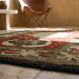 Rare Antique Artistic Art Nouveau Design American Hooked Folk Art Rug (SKU 17653) - in-room detail